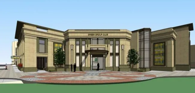 Sketchup Business Model | Multi story clubhouse, commercial building, neoclassical style