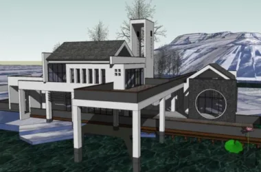 SketchUp Business Model: Clubhouse, Sales Office, and Lakeview Huizhou-Style Design with Chinese Influences-BIM WORLD