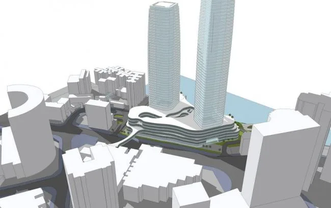 Sketchup Complex Model | High rise Commercial Street Complex, Modern Style, Commercial Skirts, Office Hotel