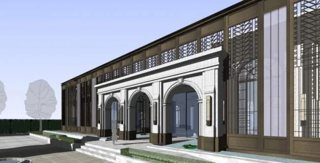 Sketchup Business Model | Multi story Sales Office, Classical Style