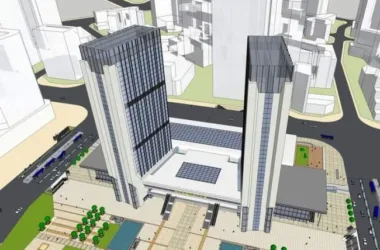 Modern Multi-Story Transportation Hub: High-Rise Bus and Railway Station with Office Spaces-BIM WORLD