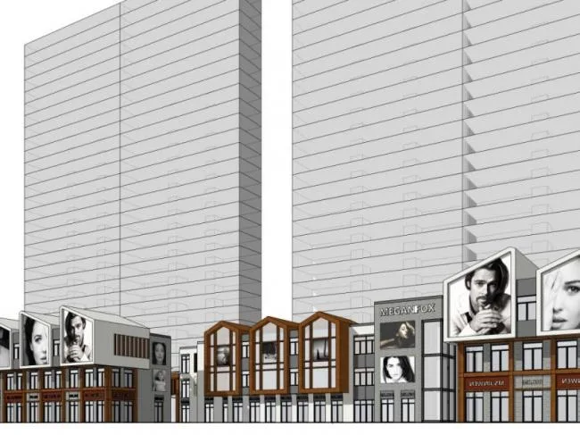 Sketchup Business Model | Multi story Commercial Street, Modern Style