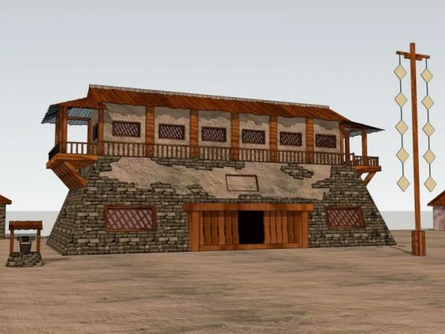 Sketchup Ancient Architecture Model | Multi story Post Station, Chinese Style, Ancient Architecture