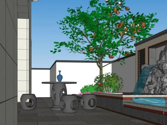 Sketchup Landscape Model | Villa Landscape, Courtyard Landscape, Chinese Style