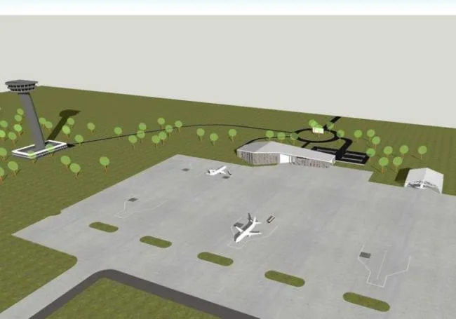 Sketchup Station Road and Bridge | Small Airport, Transportation Building, Modern Style