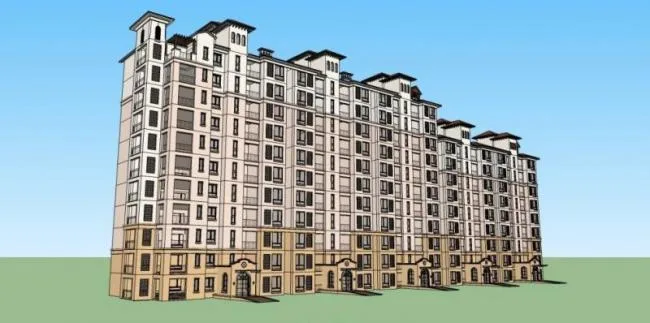 Sketchup Residential Model | High rise Residential Buildings, Residential Buildings, Spanish Style, Classical Style