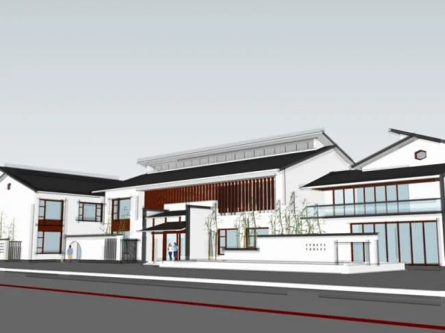 Sketchup Business Model | Low rise Clubhouse, Modern Chinese Style