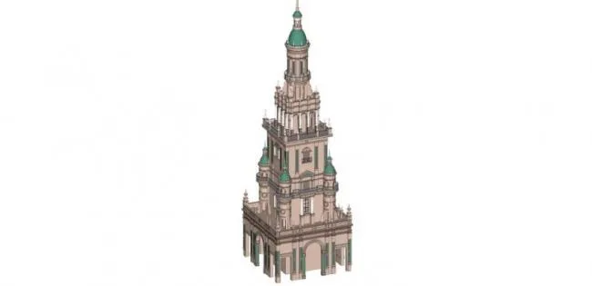 SketchUp Model of Classical Multi-Story Ancient Tower Architecture