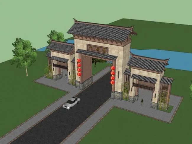 Sketchup Sketch Model | City Gate, Chinese Style, Sketch