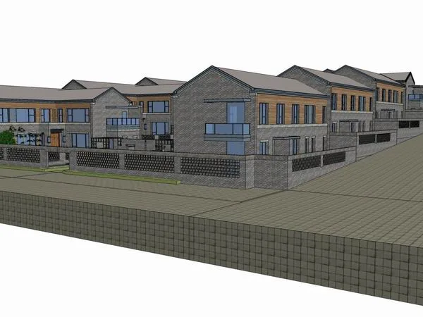 SketchUp Residential Model: Multi-Story Home with Traditional Chinese Courtyard and Classical Design