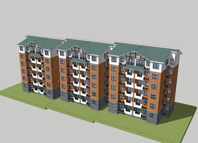 Sketchup Residential Model | Multi story Residence, Residential Building, New Chinese Style