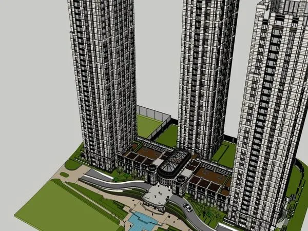 Sketchup Complex Model | Super high-rise complex, clubhouse, office, commercial, residential, classical style