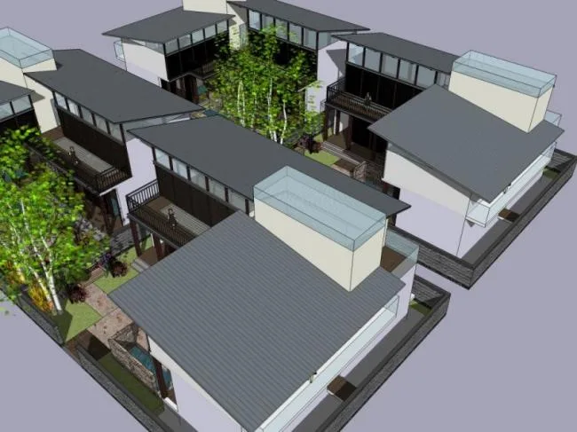 Sketchup Residential Model | Low rise Residential, Chinese Style