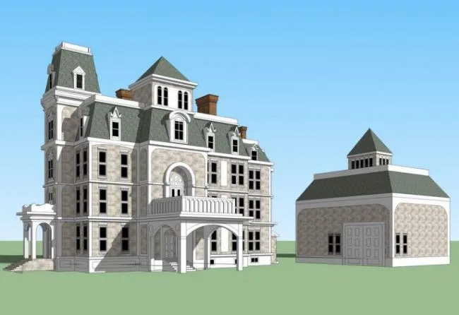 Sketchup Villa Model | Stacked Villa, European Classical Style, Victorian Style