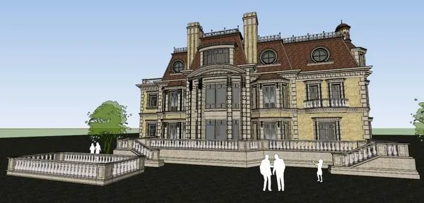 Sketchup Villa Model | Single Family Villa, Classical Style