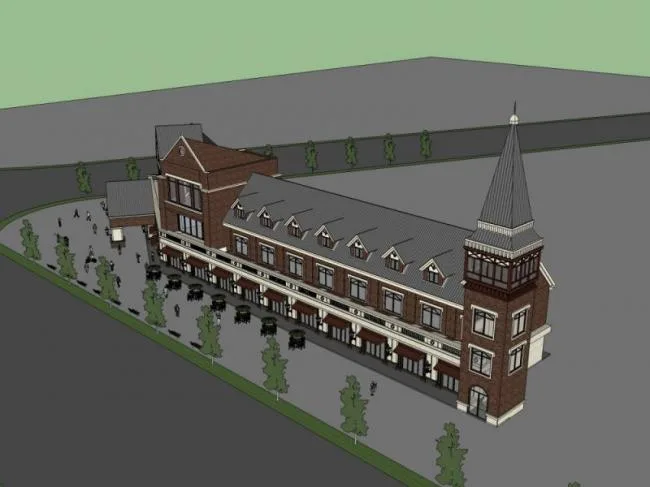 Sketchup Business Model | Multi-story Commercial Pedestrian Street, British Style