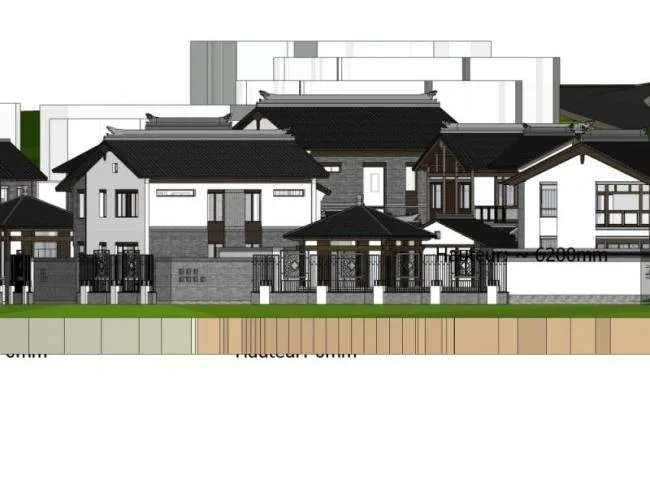 Chinese-Style Villa Cluster Model in SketchUp