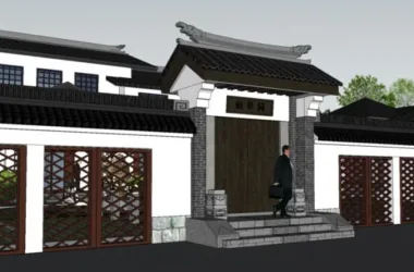 SketchUp Hotel Model: Chinese-Style Health Park for Vacation and Leisure-BIM WORLD
