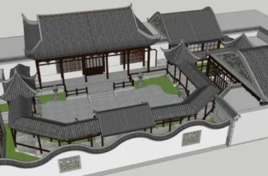 Chinese-Style Solo Villa SketchUp Model-BIM WORLD
