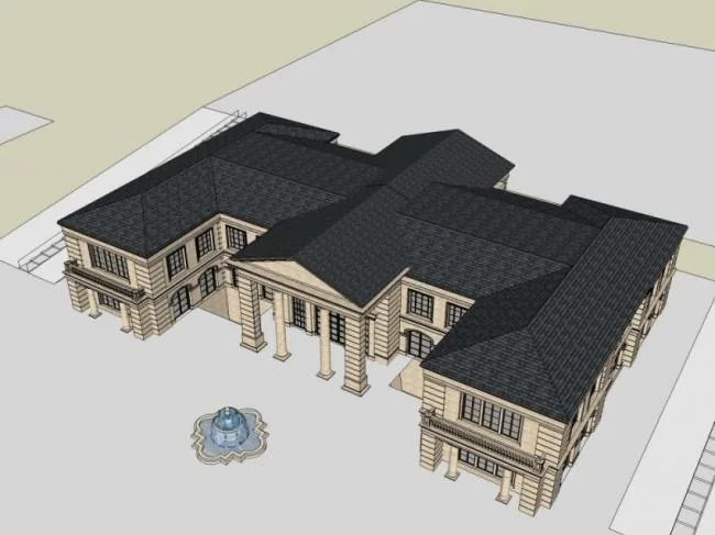Sketchup Business Model | Low Level Clubhouse, French Style