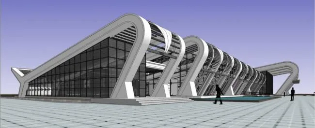 Sketchup Station Road and Bridge | Multi story Bus Station, Transportation Architecture, Modern Style