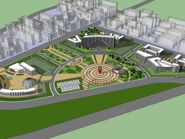 Modern Square Landscape Design in SketchUp
