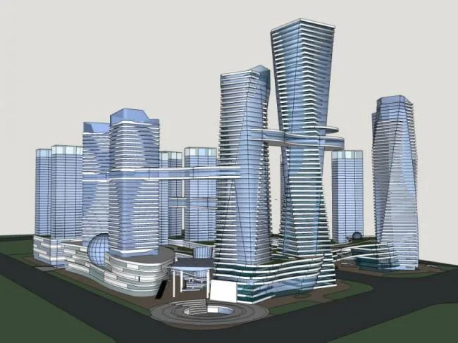 SketchUp Complex Model: Modern Super High-Rise Commercial, Office, and Hotel Tower