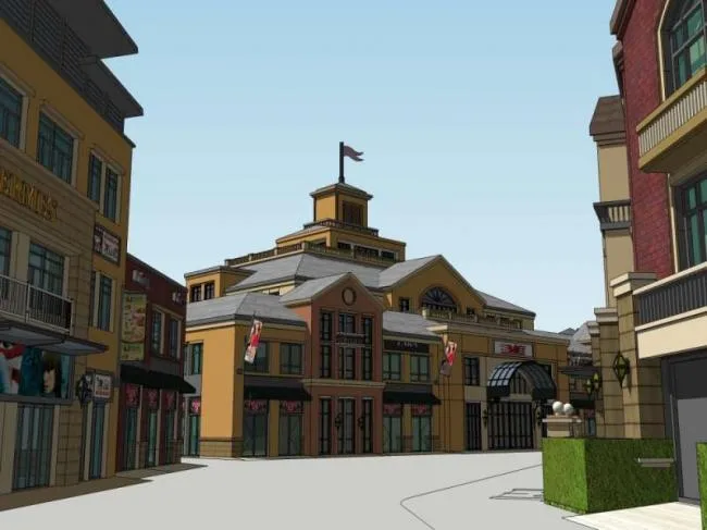 Sketchup Business Model | Multi story Commercial Street, Classical Style