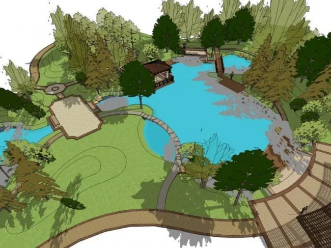 Sketchup Landscape Model | Community Landscape, Residential Landscape, Classical Style