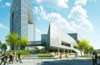SketchUp Model of Wuhan Optics Valley Pharmaceutical Technology Trading Center: Modern Multi-Story Mixed-Use Office Building-BIM WORLD