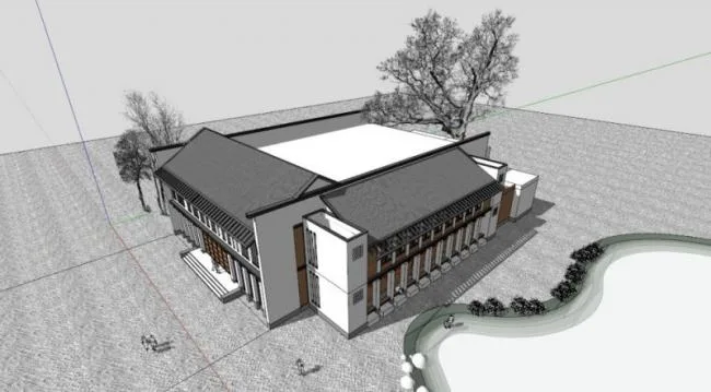 Sketchup Cultural Model | Multi story Activity Center, Cultural Architecture, Modern Style