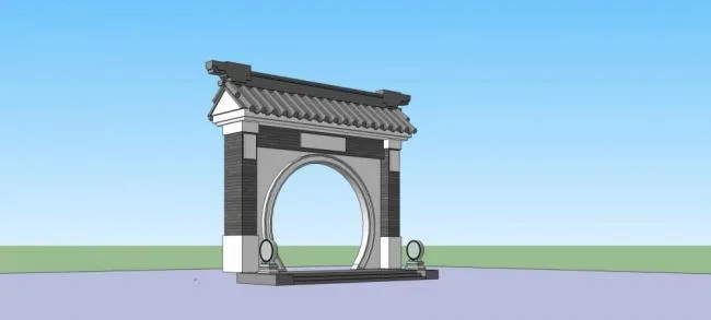 Sketchup Material Model | Architectural Components, Courtyard Doors, Chinese Style