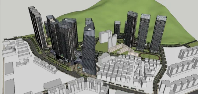 Sketchup Complex Model | Super high-rise commercial complex, office building, modern style