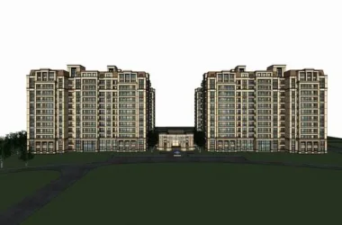 Modern 12-Story High-Rise Residential Building SketchUp Model with Simple European Design-BIM WORLD