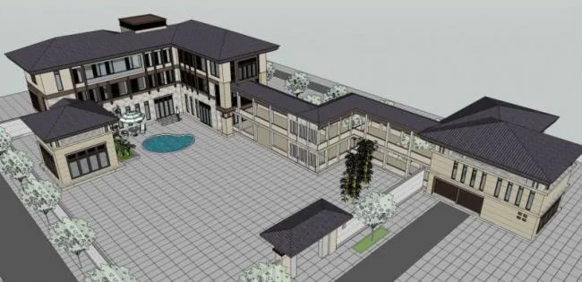 Sketchup Villa Model | Multi row Villa, Modern Chinese Style