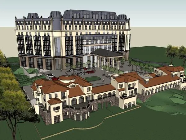 Sketchup Hotel Model | Multi story Hotel, Classical Style