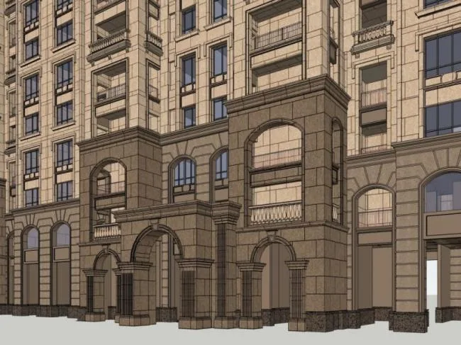 Sketchup Residential Model | High rise residential building, French style, residential architecture, classical style