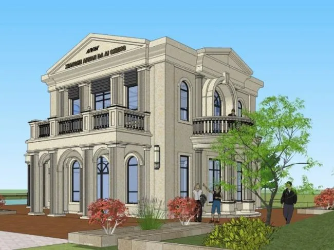 Sketchup Villa Model | Single Family Residence, European Style