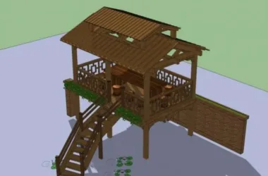 Chinese-Style Pavilion Sketch Model in SketchUp-BIM WORLD