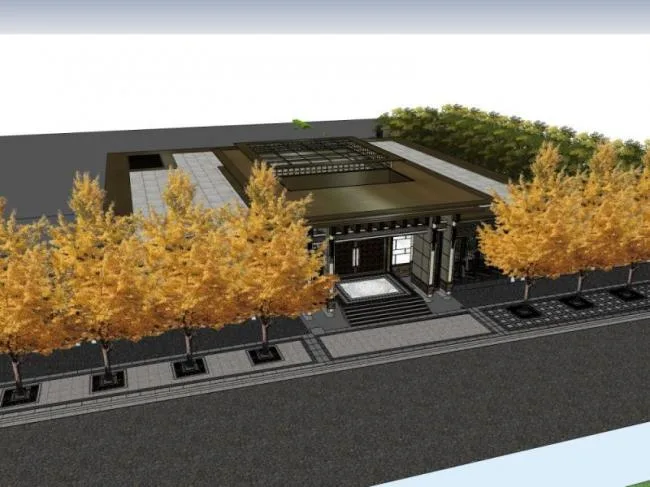 SketchUp Landscape Model: Chinese-Style Clubhouse and Garden Design