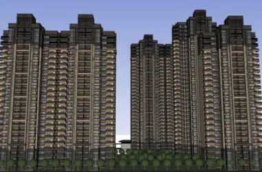 SketchUp Residential Model: Classical High-Rise with Street-Level Commercial Spaces, 22 and 32 Floors-BIM WORLD