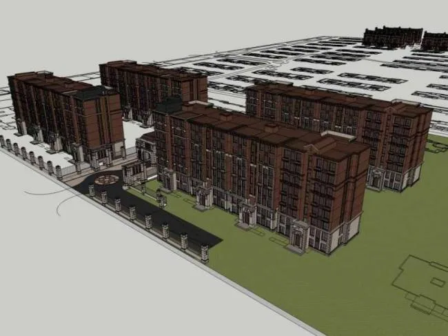 SketchUp Business Model: Multi-Story Classical Style Apartment for Residential and Commercial Use