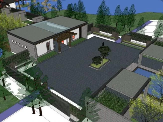 Sketchup Landscape Model | Park Landscape, Courtyard Landscape, New Chinese Style