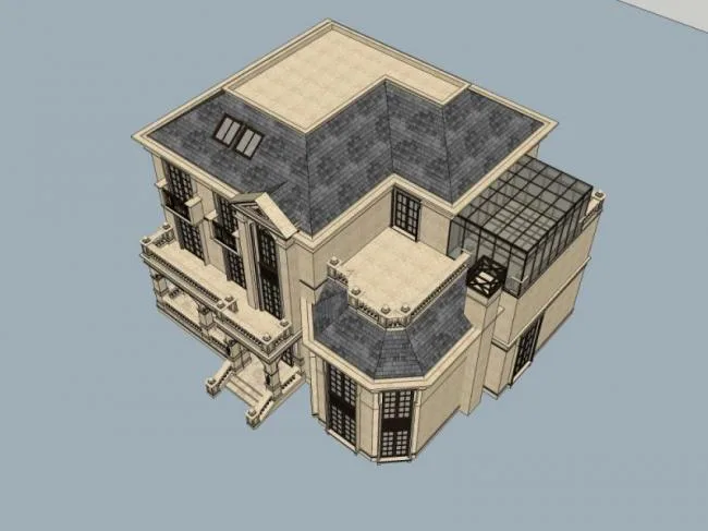 Sketchup Villa Model | Single Family Villa, French Style