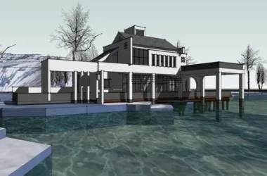 SketchUp Landscape Model: Multi-Story Huizhou Landscape Club in Traditional Chinese Style-BIM WORLD