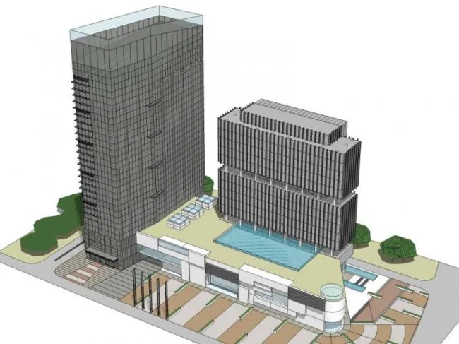 SketchUp Complex Model: Multi-Story Urban Office and Hotel in Modern Style