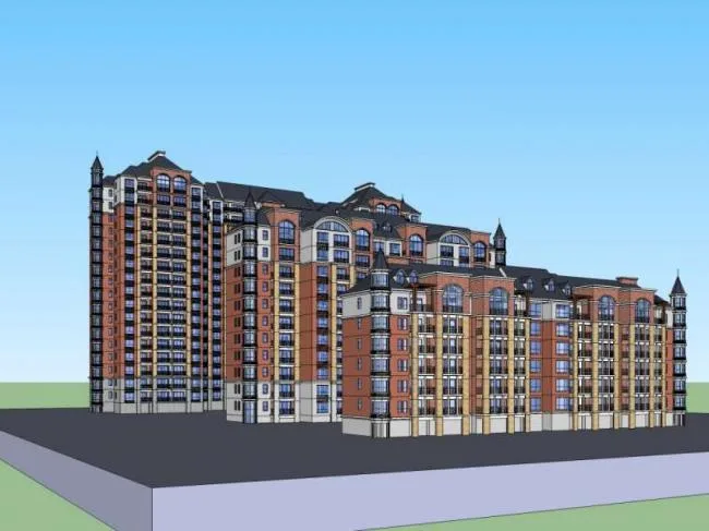 Sketchup Residential Model | High rise Residential Buildings, Classical Style