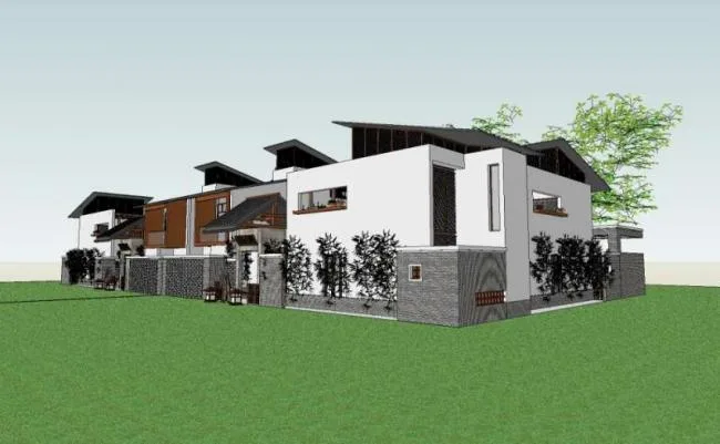 Sketchup Villa Model | Double Split Villa, Chinese Style