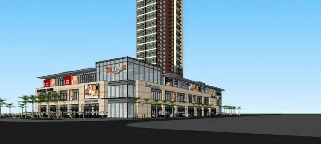 Sketchup Complex Model | Dongguan Vanke Commercial Complex, Multi story High rise Mixed use, High rise Residential, Modern Style, Bottom Floor Commercial