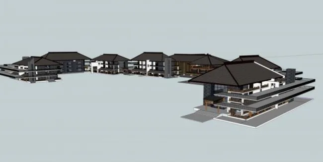 Sketchup Villa Model | Resort Villa, Modern Chinese Style